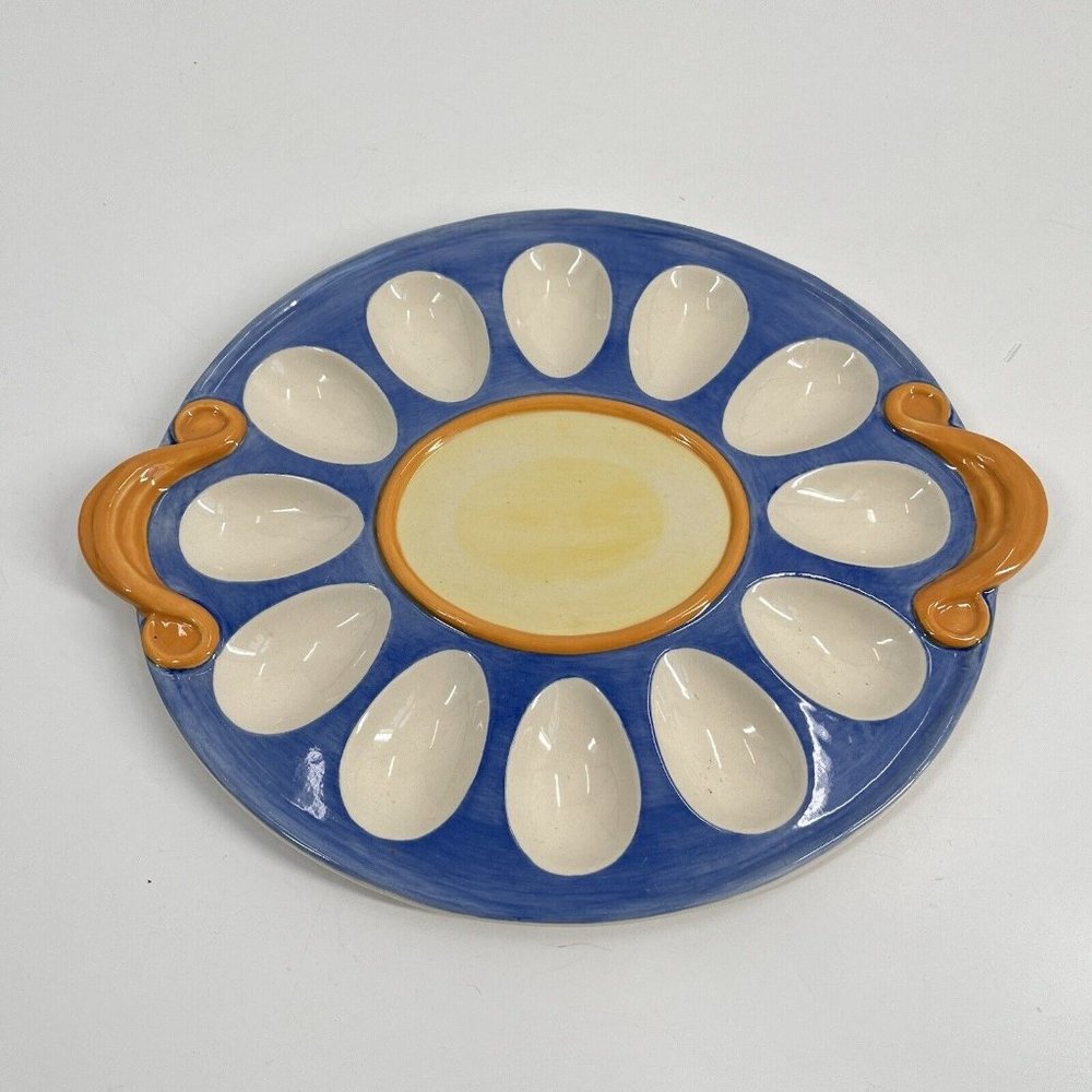 Vintage Pfaltzgraff Deviled Egg Plate*Secrets of Pistoulet*Jana Kolpen 12"x 10" - Picture 2 of 5